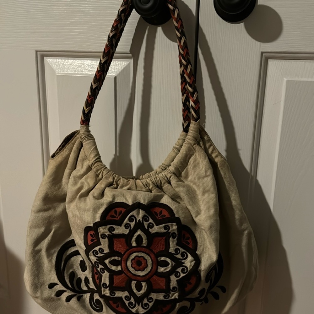 Brighton canvas bag with leather handles